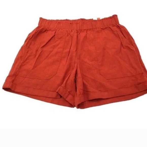 NWT Briggs Women's Linen Blend Shorts Orange/Red - Picture 2 of 6